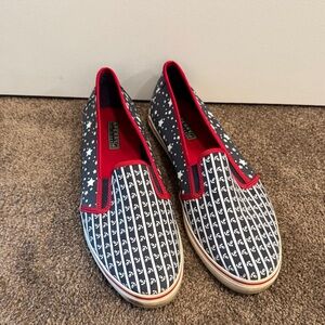 Sperry Women's Navy and Red Anchor Flats